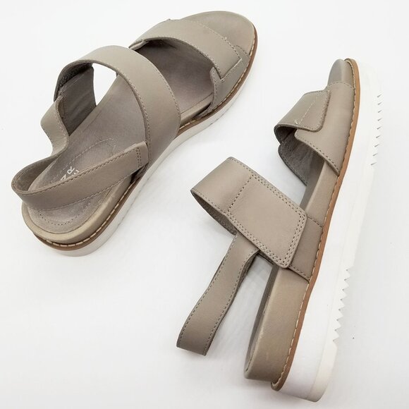 Eileen Fisher Kale Sandals 6.5 Velcro Strap Platform Moon Beige Taupe Gray $207 - Picture 13 of 16